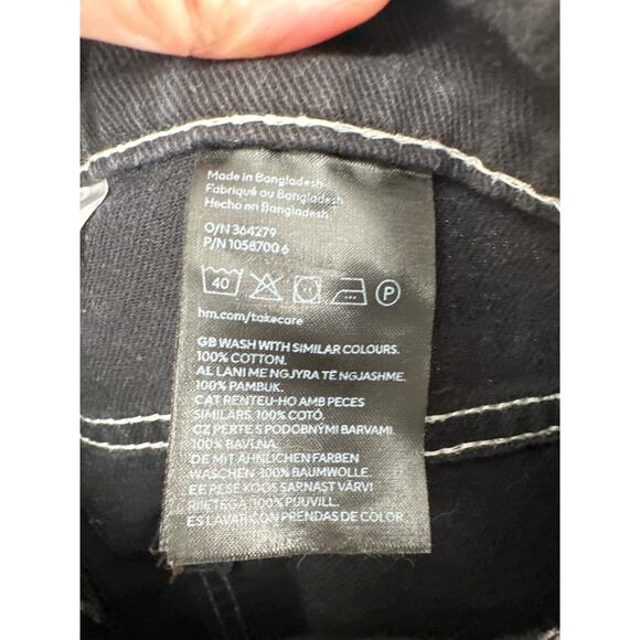 HM Pants Women 0 Black Cargo Baggy High Rise Wide Leg Contrast Stitch Y2K Grunge - Picture 5 of 8